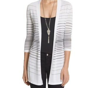 White House Black Market | White and Black Striped 3/4 Sleeve along Cardigan XL